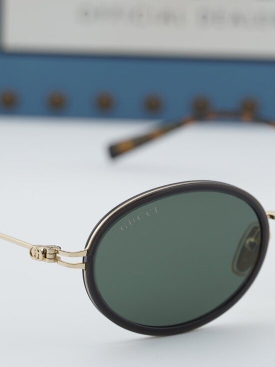 Gucci GG1980S 001 Oval Sunglasses - Transparent Dark Grey/Gold